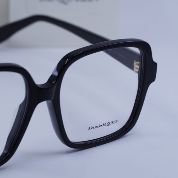 Alexander McQueen AM0286O 001 Square Eyeglasses 55mm - Black - Picture 2 of 11